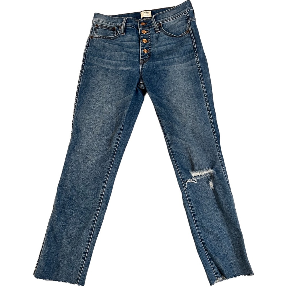 J. Crew Vintage Straight Button Down Jeans w Raw Hem, Size 28